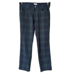 Peter Millar Mens 34 Black Watch Plaid 5-Pocket Performance Pants Navy Green 30"